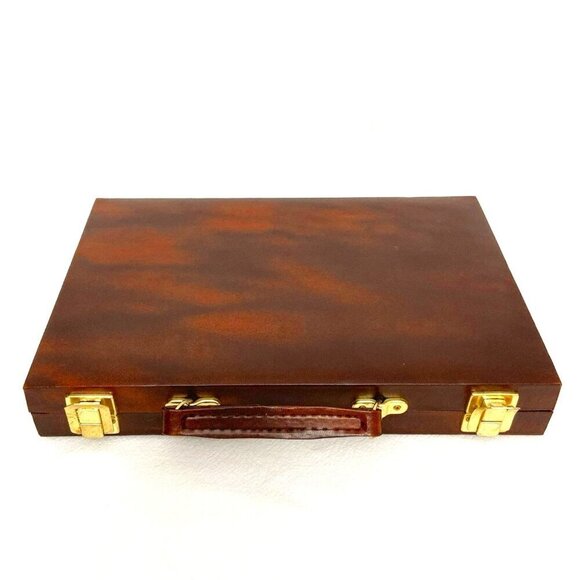 Backgammon Small Travel Compact Faux Leather Briefcase Suitcase - Picture 4 of 7